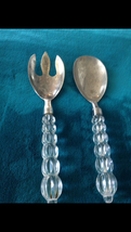 vintage crystal fork and spoon serving set  - £149.98 GBP