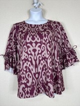 Weekend Suzanne Betro Womens Plus Size 1X Purple Knit Blouse 3/4 Bell Sleeve - £14.41 GBP