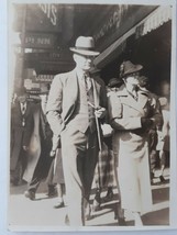 Vintage B&amp;W Photo Pittsburgh Street Man Woman Pipe Hats Signs &quot;Daddy &amp; Mother&quot; - £7.72 GBP