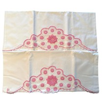 VTG King Pillow Case Set in Box w/ Pink Crochet Detail Cottage Core Unus... - $812.79 MXN