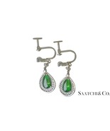 14K (585) White Gold - Natural Jade Pearl Shape &amp; Diamond: Earrings, 5.3... - $940.50
