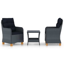  Garden Lounge Set Dark Grey Poly Rattan Medium Removable Covers - $7,685.40 MXN