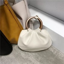 Fashion Handbags Elegant Designer Handbags with Wooden Handle Cloud One Shoulder - £37.36 GBP