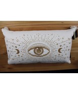 Rachel Zoe White Linen Gold Embroider All Seeing Eye Lumber Pillow New w... - £39.26 GBP