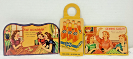 3 Vintage Sewing Needles Holders Advertising Bireley’s Fruit Drinks Sewi... - $12.38