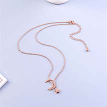 18K Rose Gold-Plated Moon &amp; Star Pendant Necklace - £10.35 GBP