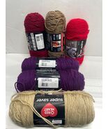 Red Heart Super Saver Yarn Medium 4 No Dye Lot Lot of 6 Mixed Colors - $23.99