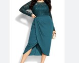 City Chic Elegant FF Women&#39;s XL 22 Teal Long Sleeve Lace Tulip Hem Dress... - £93.18 GBP