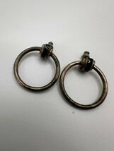 Vintage Sterling Silver Onyx Door Knocker Hoop Earrings 3.2cm - $19.01
