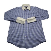 Barry Bricken Dress Shirt Mens 32/33 Blue Check Long Sleeve Point Collar... - $19.68