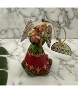 Jim Shore Heartwood Angel Holding Dog Christmas Ornament New Red Green - $35.63