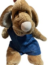 1981 Ganz Bros: WRINKLES Brown Dog 18&quot; Hand Puppet Plush w/ Overalls Vin... - £27.65 GBP