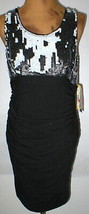 NWT $484 New Womens Alice Olivia Sequin Silk Black White Tank Dress 12 Designer  - $475.69