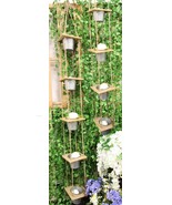 Set of 2 Rope Hanging Galvanized Metal 5 Tier Pot Planters For Indoors O... - £99.85 GBP