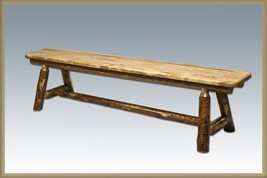 Plank Bench Made Of Logs, 45&quot; Long. - £346.59 GBP