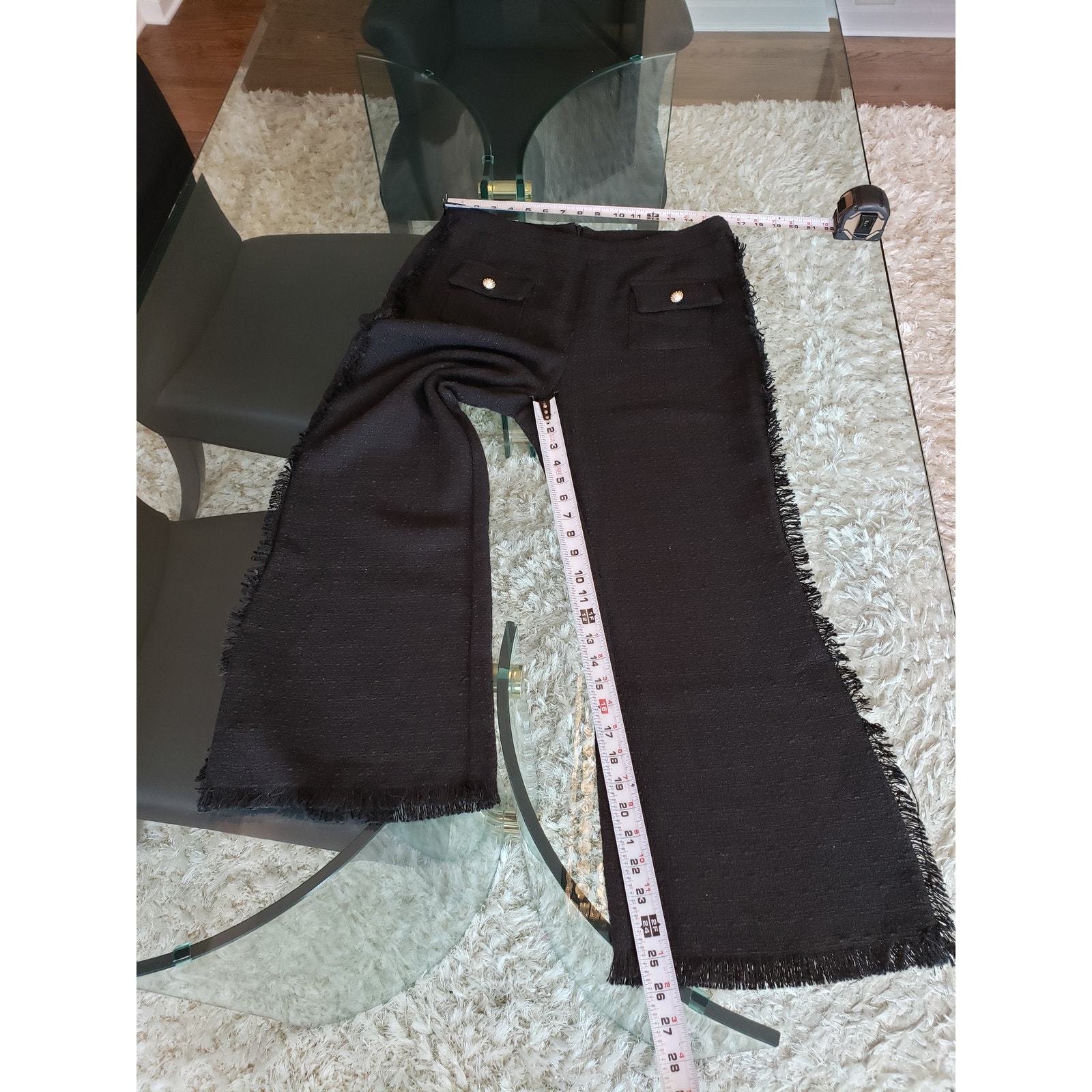 SHEIN Pants Womens Size 12 Black Polyester Pockets Back Zip Flat Front Wide Leg Item image 6