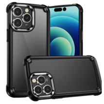 Ultimate CaseX Transparent Hybrid Case W/Metal Buttons Black For iPhone 14 - $7.66