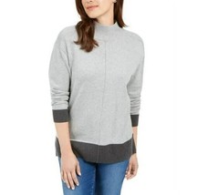 Karen Scott Womens Plus 1X Smoke Grey Cotton Mock Neck Sweater NWT CC26 - £19.55 GBP