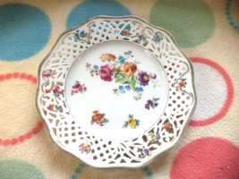 Schumann Chateau Dresden Pierced Porcelain Dish Floral Decoration - £14.64 GBP