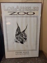 Los Angeles Zoo Lynx or Bobcat Black &amp; White Print by Frank Allen - £63.96 GBP