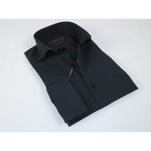 Men Shirt AXXESS Turkey Egyptian Cotton High Collar French Cuffs 224-05 Black image 4