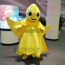 Lemon Yellow Stingray mascot costume character dressed with a Wrap Skirt and Bra - £983.22 GBP