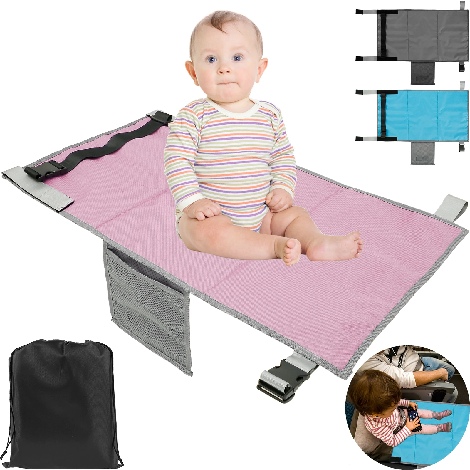 Kids Travel Airplane Bed With Storage Bag Portable Baby Airplane Car Seat - £10.58 GBP+