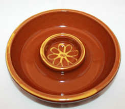 William Sonoma Margarita Mix Chip and Dip Dish Bowl Brown Portugal Flower  - £36.16 GBP
