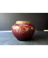 Vtg Pisgah Forest Walter B Stephen Vase Red Glazed Gold Paint Accents 3.5&quot; - $100.00