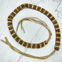 Brown Wood Beaded Boho Tie Belt OS One Size - £10.07 GBP
