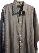 John W Nordstrom 17.5 35 Purple Check Long Sleeve Button Down Egypt Cotton Shirt - £19.47 GBP