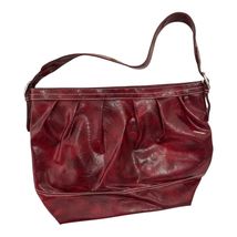 Nine West Burgundy Faux Leather Shoulder Bag Slouchy Hobo Purse Vintage - $25.20