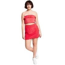 MSRP $40 Bar III Womens Terry Cloth Ruffle Mini Skirt ONLY Red Size Medium - $15.67