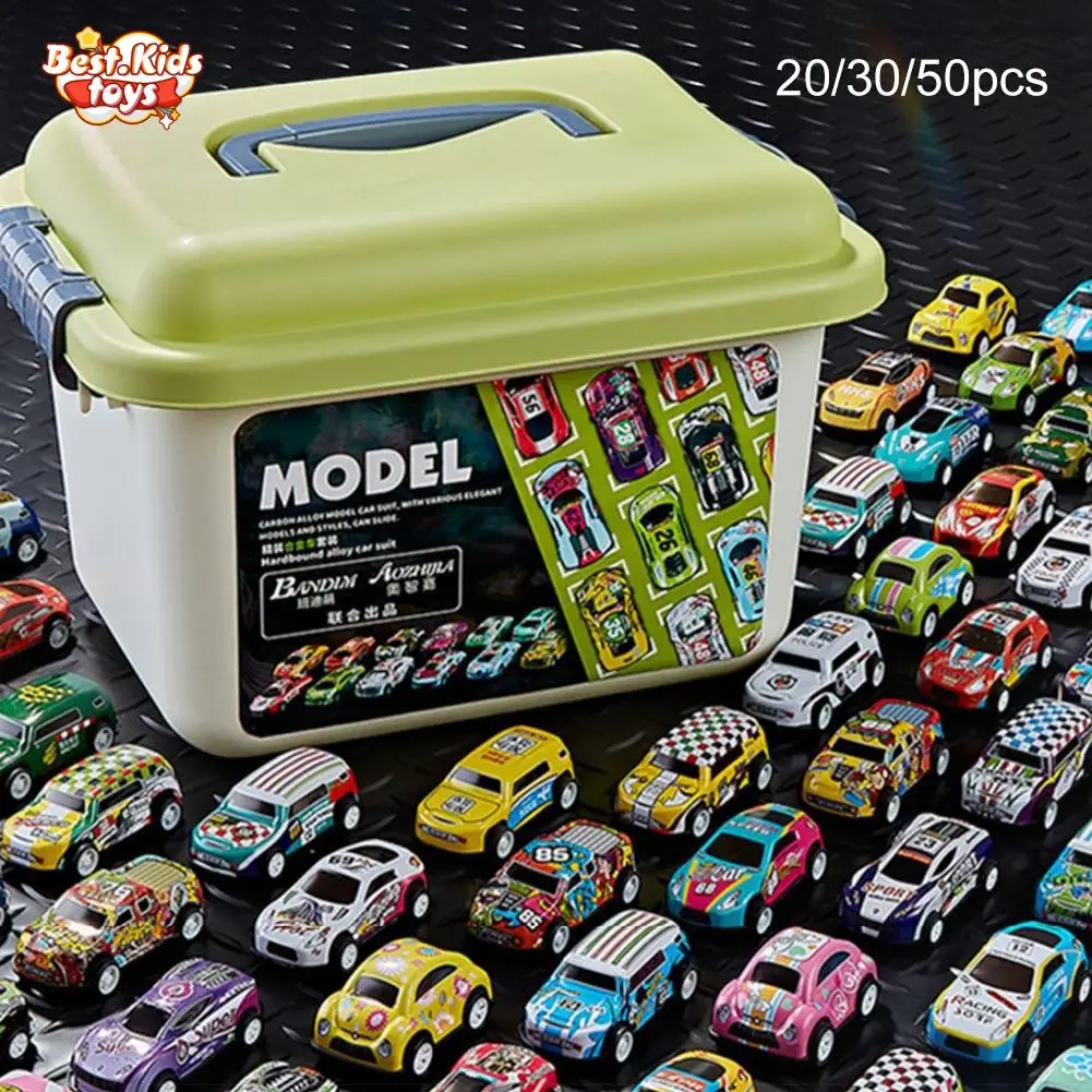 20/30/50Pcs Alloy Mini Racing Car Storage Box Pull Back Car Set Rebound Multiple - £23.22 GBP+