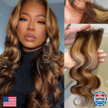 ALHER 4x4 Lace Closure Body Wave Honey Blonde Highlight Brown Ombre 4/27... - $85.36