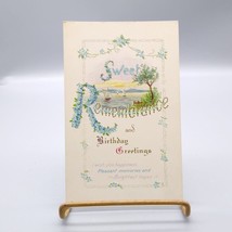 Antique Embossed Birthday Greetings Postcard Forget Me Not Flowers, Series 60C - £9.89 GBP