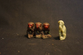 Old Vtg See No Evil Hear No Evil Three Monkeys W/Soap Stone Monkey Prayi... - $44.95