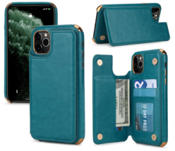 Leather wallet FLIP Hard BACK cover Case for Apple iPhone models - £45.46 GBP
