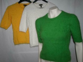 Escada S/S Angora Pullover Sweater SMALL  Green-Yellow or White - $149.00