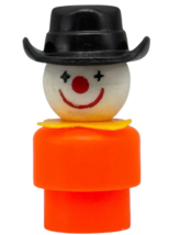 Vintage Fisher Price Little People Cowboy Clown Figure Orange Black Hat ... - $8.59