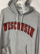 Vintage Wisconsin Badgers Hooded Sweatshirt Hoodie NCAA Embroidered Larg... - $39.99