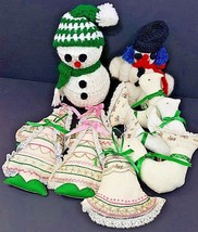 Vintage Yarn and Cloth Christmas Ornaments Handmade Lot of 10 - £8.44 GBP