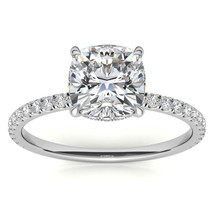  1.49 Carat- 7.0MM Cushion Cut Solitaire Moissanite Engagement Ring in 14k Gold - £578.67 GBP