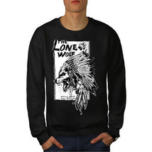 Wellcoda The Lone Wolf Indian Mens Sweatshirt, Wild Casual Pullover Jumper - £24.26 GBP+