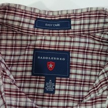 Saddlebred Button-Down Collar Men's Red & White Plaid Shirt Size Medium image 4