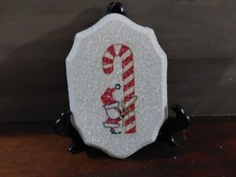 Chalkware Decoupage Christmas Santa Candy Cane Sugar Frosted Wall Plaque... - $57.33 CAD