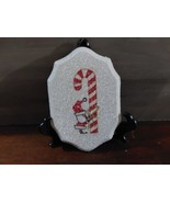 Chalkware Decoupage Christmas Santa Candy Cane Sugar Frosted Wall Plaque... - £32.79 GBP