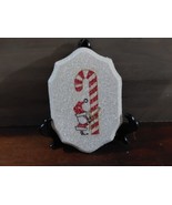 Chalkware Decoupage Christmas Santa Candy Cane Sugar Frosted Wall Plaque... - €36,37 EUR