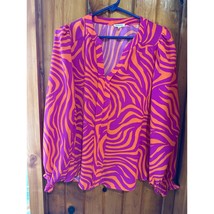 Jodifl Blouse Top Long Sleeve V Neck Pullover Orange Purple Size Small - $35.00