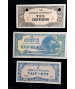 lot Japanese Government Ten Centavos  WWII Vijf Cent Gulden Bills Lot of 3 - $13.23